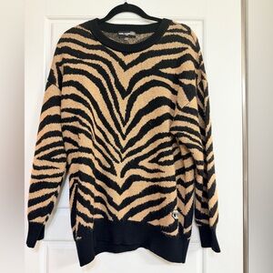 Karl Lagerfeld Black and Tan Striped Sweater